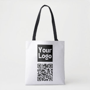 Bewerkbare QR-code en uw zakelijke Logo of Afbeeld Tote Bag