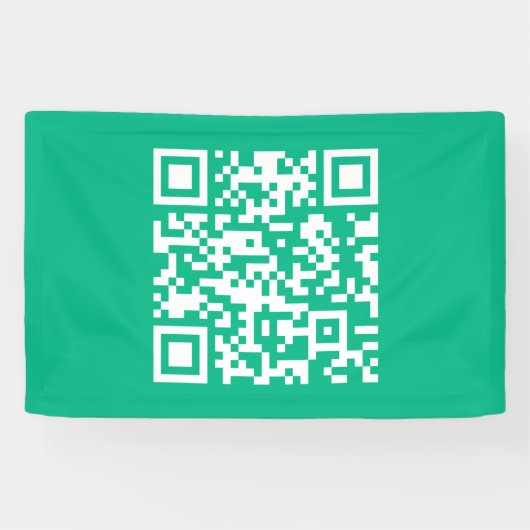 Bewerkbare QR-code Genereer je eigen | Teal groen Spandoek (Horizontaal)
