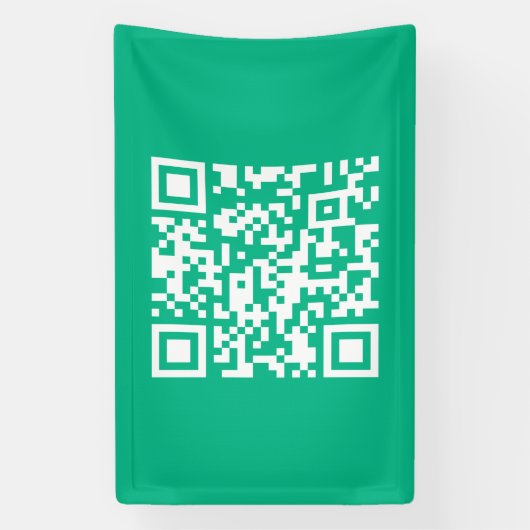 Bewerkbare QR-code Genereer je eigen |  Teal groen Spandoek (Verticaal)