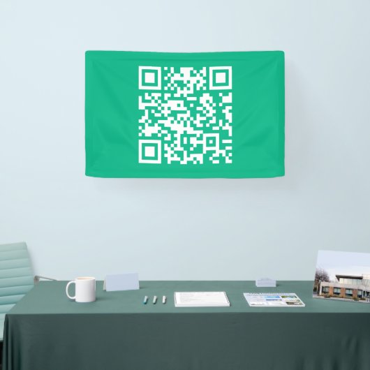 Bewerkbare QR-code Genereer je eigen | Teal groen Spandoek (Beurs)