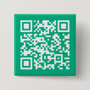 Bewerkbare QR-code Genereer je eigen Teal groen Vierkante Button 5,1 Cm
