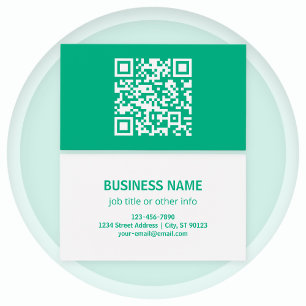 Bewerkbare QR-code Genereer uw eigen    Teal Groen Visitekaartje
