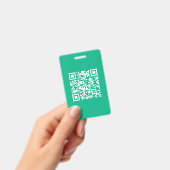 Bewerkbare QR-code genereert uw eigen | Blauwgroen Badge (Handheld)