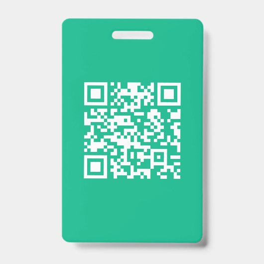 Bewerkbare QR-code genereert uw eigen | Blauwgroen Badge (Voorzijde)