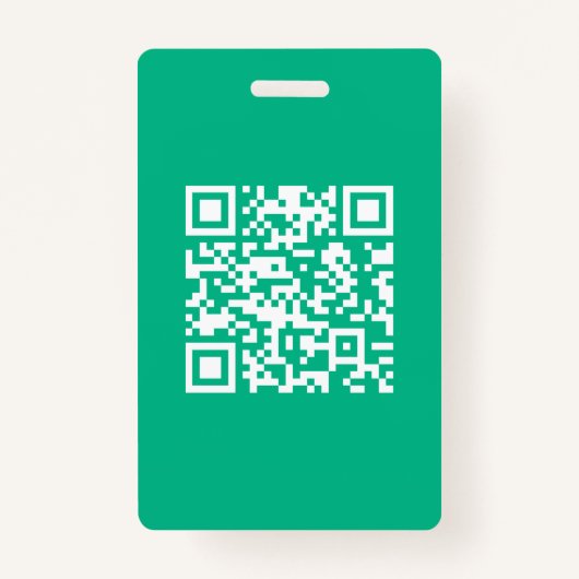 Bewerkbare QR-code genereert uw eigen | Blauwgroen Badge (Voorkant)