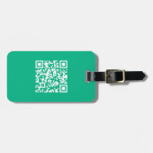 Bewerkbare QR-code genereert uw eigen | Blauwgroen Bagagelabel (Voorkant horizontaal)