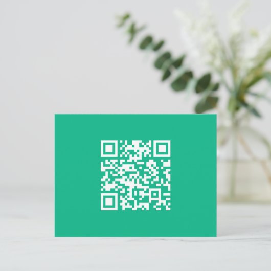 Bewerkbare QR-code genereert uw eigen | Blauwgroen Briefkaart (Staand voorkant)