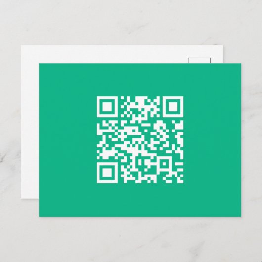 Bewerkbare QR-code genereert uw eigen | Blauwgroen Briefkaart (Voorkant / Achterkant)