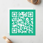 Bewerkbare QR-code genereert uw eigen | Blauwgroen Notitiekaartje (Voorkant / Achterkant in situ)