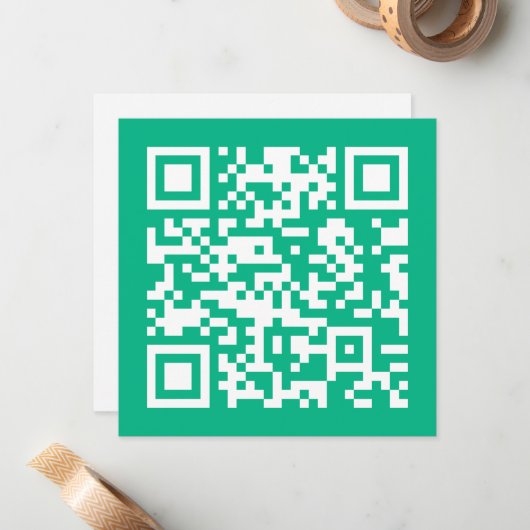 Bewerkbare QR-code genereert uw eigen | Blauwgroen Notitiekaartje (Voorkant / Achterkant in situ)
