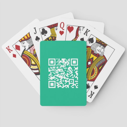 Bewerkbare QR-code genereert uw eigen | Blauwgroen Pokerkaarten (Achterkant)