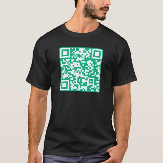 Bewerkbare QR-code genereert uw eigen | Blauwgroen T-shirt (Voorkant)