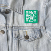 Bewerkbare QR-code genereert uw eigen | Blauwgroen Vierkante Button 5,1 Cm (In situ)