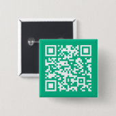 Bewerkbare QR-code genereert uw eigen | Blauwgroen Vierkante Button 5,1 Cm (Voorkant /achterkant)