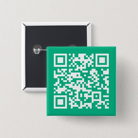 Bewerkbare QR-code genereert uw eigen | Blauwgroen Vierkante Button 5,1 Cm (Voorkant /achterkant)