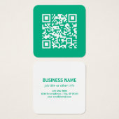 Bewerkbare QR-code genereert uw eigen | Blauwgroen Vierkante Visitekaartjes (Voorkant /achterkant)
