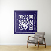 Bewerkbare QR-code Navy Blue Moderne Merkdisplay Wandkleed (In Situ (horizontaal))