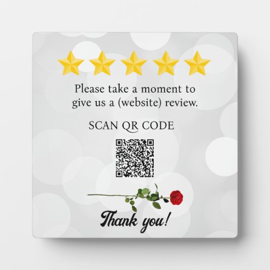 Bewerkbare QR Code Review en Roos Plaque Fotoplaat (Voorkant)