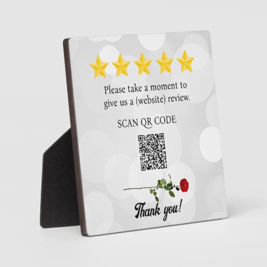 Bewerkbare QR Code Review en Roos Plaque Fotoplaat (Voorkant)