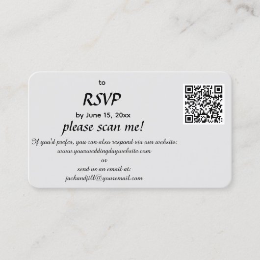 Bewerkbare QR Code RSVP Response Kaart Visitekaartje (Voorkant)