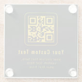 Bewerkbare QR-code & tekst sjabloon | Zwart & Goud Glazen Onderzetter (Achterkant)