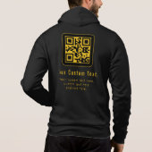 Bewerkbare QR-code & tekst sjabloon | Zwart & Goud Hoodie (Achterkant)