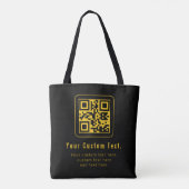 Bewerkbare QR-code & tekst sjabloon | Zwart & Goud Tote Bag (Achterkant)