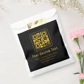 Bewerkbare QR-code & tekstsjabloon | Zwart & Goud Bedankzakje (Gezegeld)