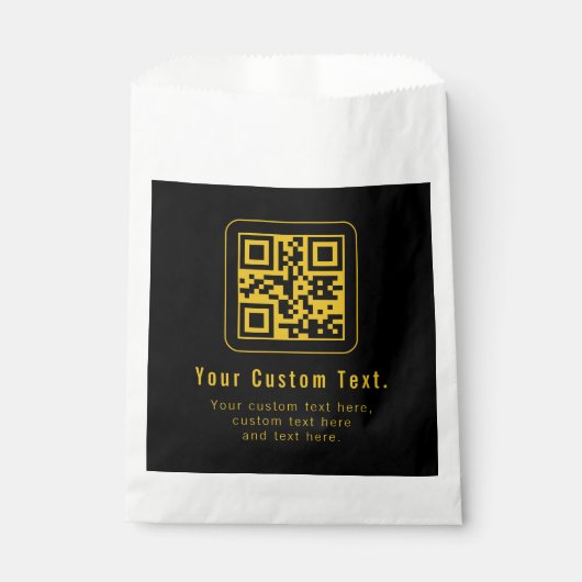 Bewerkbare QR-code & tekstsjabloon | Zwart & Goud Bedankzakje (Voorkant)