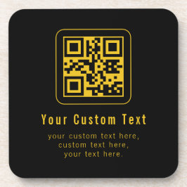 Bewerkbare QR-code & tekstsjabloon | Zwart & Goud Bier Onderzetter