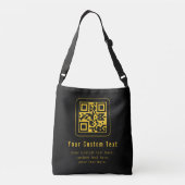 Bewerkbare QR-code & tekstsjabloon | Zwart & Goud Crossbody Tas (Achterkant)