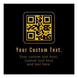 Bewerkbare QR-code & tekstsjabloon | Zwart & Goud Perfect Poster