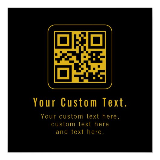 Bewerkbare QR-code & tekstsjabloon | Zwart & Goud Perfect Poster (Voorkant)