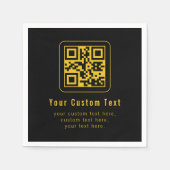 Bewerkbare QR-code & tekstsjabloon | Zwart & Goud Servet (Voorkant)