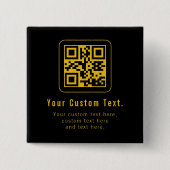 Bewerkbare QR-code & tekstsjabloon | Zwart & Goud Vierkante Button 5,1 Cm (Voorkant)
