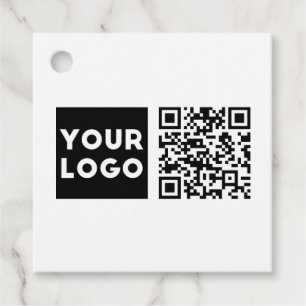 Bewerkbare QR-code & uw bedrijfslogo of afbeelding Bedankjes Labels
