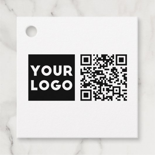 Bewerkbare QR-code & uw bedrijfslogo of afbeelding Bedankjes Labels (Voorkant)
