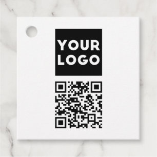 Bewerkbare QR-code & uw bedrijfslogo of afbeelding Bedankjes Labels