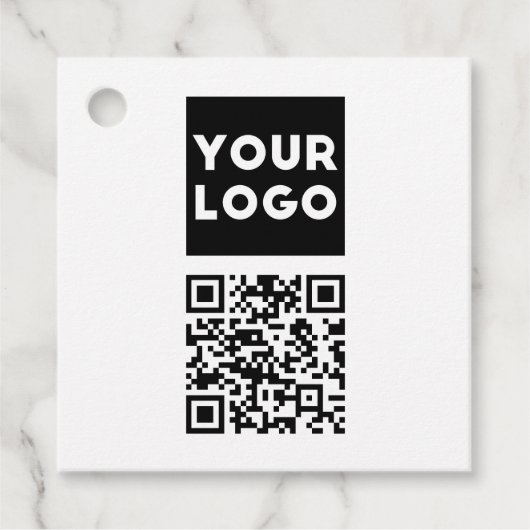 Bewerkbare QR-code & uw bedrijfslogo of afbeelding Bedankjes Labels (Voorkant)