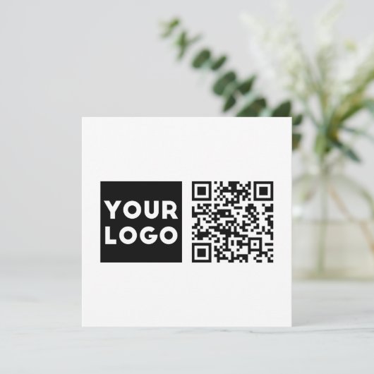 Bewerkbare QR-code & uw bedrijfslogo of afbeelding Bedankkaart (Staand voorkant)