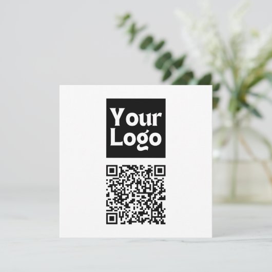 Bewerkbare QR-code & uw bedrijfslogo of afbeelding Bedankkaart (Staand voorkant)