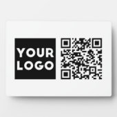 Bewerkbare QR-code & uw bedrijfslogo of afbeelding Fotoplaat (voorkant)