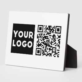 Bewerkbare QR-code & uw bedrijfslogo of afbeelding Fotoplaat