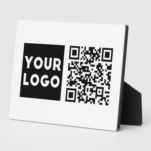 Bewerkbare QR-code & uw bedrijfslogo of afbeelding Fotoplaat (Zijkant)
