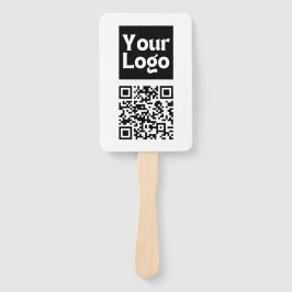 Bewerkbare QR-code & uw bedrijfslogo of afbeelding Handwaaier