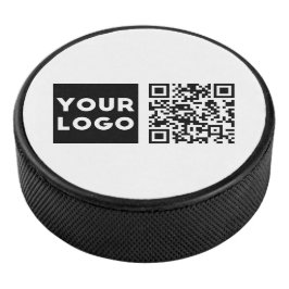 Bewerkbare QR-code & uw bedrijfslogo of afbeelding Hockey Puck