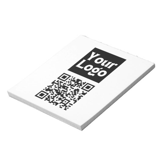 Bewerkbare QR-code & uw bedrijfslogo of afbeelding Notitieblok (Linkerzijde)