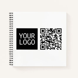 Bewerkbare QR-code & uw bedrijfslogo of afbeelding Notitieboek