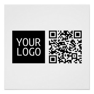 Bewerkbare QR-code & uw bedrijfslogo of afbeelding Perfect Poster