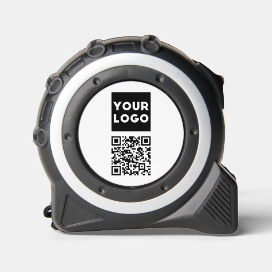 Bewerkbare QR-code & uw bedrijfslogo of afbeelding Rolmaat (Voorkant)